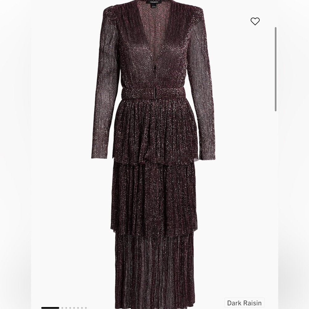 Sabina Musayev Metallic Plum Pleated Dress